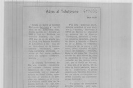Adios al tolstoyano