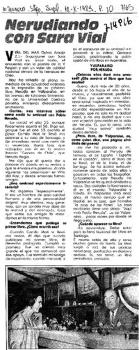 Nerudiando con Sara Vial : [entrevista]