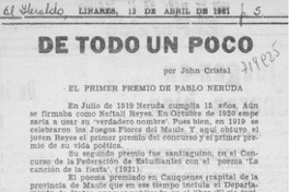 El primer premio de Pablo Neruda