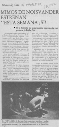 Mimos de Noisvander estrenan "Esta semana ¡si!.