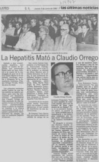 La hepatitis mató a Claudio Orrego.
