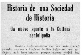 Historia de una sociedad de historia