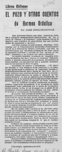 El pozo y otros cuentos de Hermes Oróstica