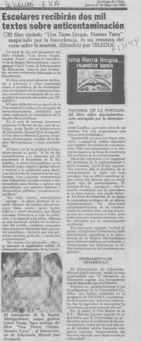 Escolares recibirán dos mil textos sobre anticontaminación.