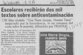 Escolares recibirán dos mil textos sobre anticontaminación.