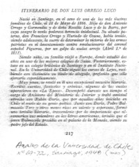 Itinerario de don Luis Orrego Luco.