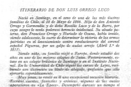 Itinerario de don Luis Orrego Luco.
