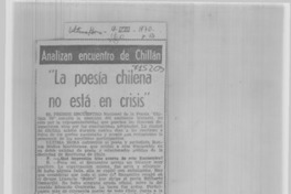 La poesía chilena no está en crisis": [entrevista]