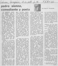 Pedro Sienna, comediante y poeta