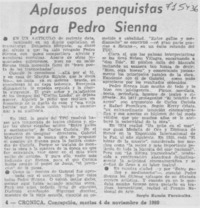 Aplausos penquistas para Pedro Sienna