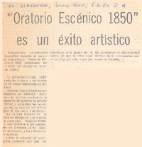 Oratorio escénico 1850" es un éxito artístico.