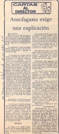 Antofagasta exige una explicación