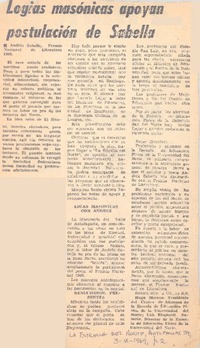 Logias masónicas apoyan postulación de Sabella.