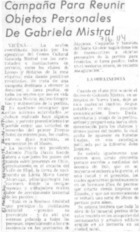 Campaña para reunir objetos personales de Gabriela Mistral.