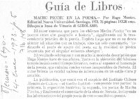 Machu Picchu en la poesía.