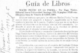 Machu Picchu en la poesía.