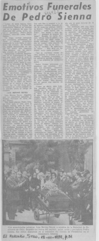 Emotivos funerales de Pedro Sienna.