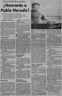 ¡Honrarás a Pablo Neruda! : [entrevistas]