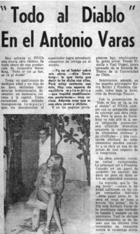 Todo al diablo" en el Antonio Varas.