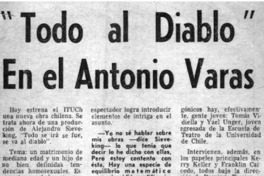 Todo al diablo" en el Antonio Varas.