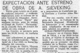Expectación ante estreno de obra de A. Sieveking.