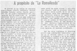 A propósito de "La Remolienda".