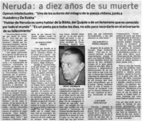 Neruda: a diez años de su muerte.