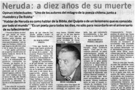Neruda: a diez años de su muerte.