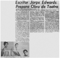 Escritor Jorge Edwards prepara obra de teatro.