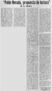 "Pablo Neruda, propuesta de lectura"
