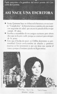 Así nace una escritora : [entrevistas]