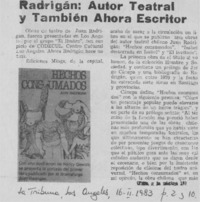Radrigán: autor teatral y también ahora escritor.