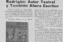 Radrigán: autor teatral y también ahora escritor.