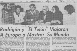 Radrigán y "El Telón" viajaron a Europa a mostrar su mundo.