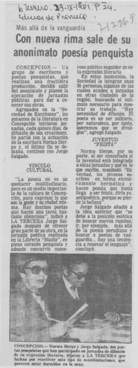 Con nueva rima sale de su anonimato poesía penquista.