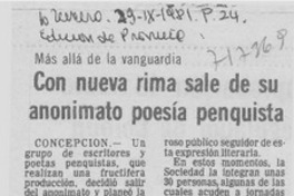Con nueva rima sale de su anonimato poesía penquista.