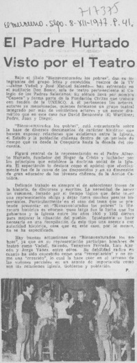 El padre Hurtado visto por el teatro.