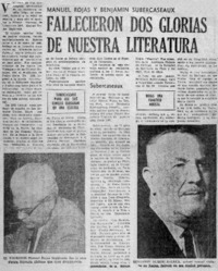 Fallecieron dos glorias de nuestra literatura.