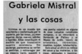 Gabriela Mistral y las cosas