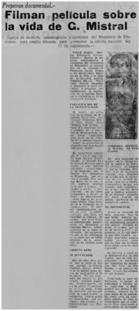 Filman película sobre la vida de G. Mistral