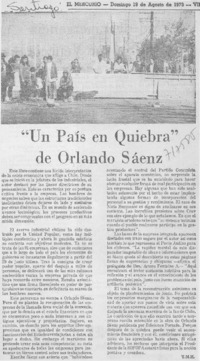 Un país en quiebra" de Orlando Sáenz