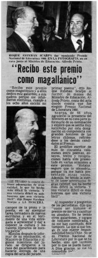 "Recibo este premio como magallánico"