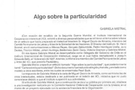 Algo sobre la particularidad