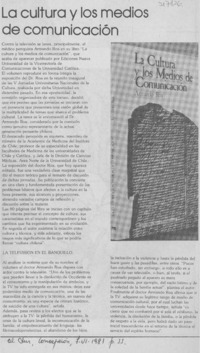 La Cultura y los medios de comunicación.