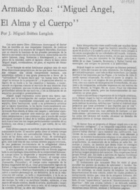 Armando Roa: "Miguel Ángel, el alma y el cuerpo"