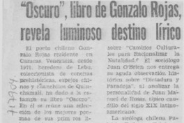 "Oscuro", libro de Gonzalo Rojas, revela luminoso destino lírico.
