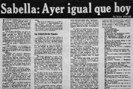 Sabella: ayer igual que hoy