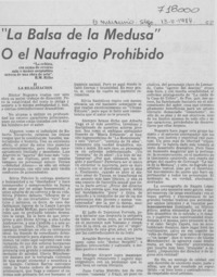 La balsa de la medusa" o el naufragio prohibido.