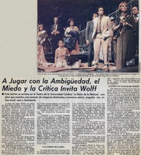 A jugar con la ambigüedad, el miedo y la crítica invita Wolff