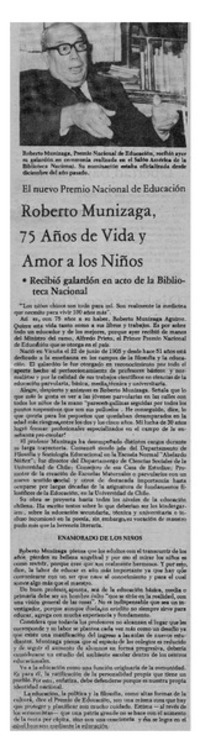Roberto Munizaga, 75 años de vida y amor a los niños.